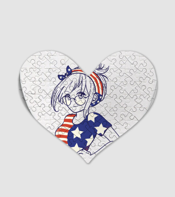 fată Americană Anime model alb pe tricou