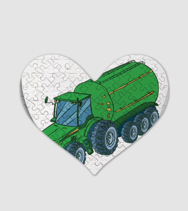 Tractor de recoltare model alb pe tricou