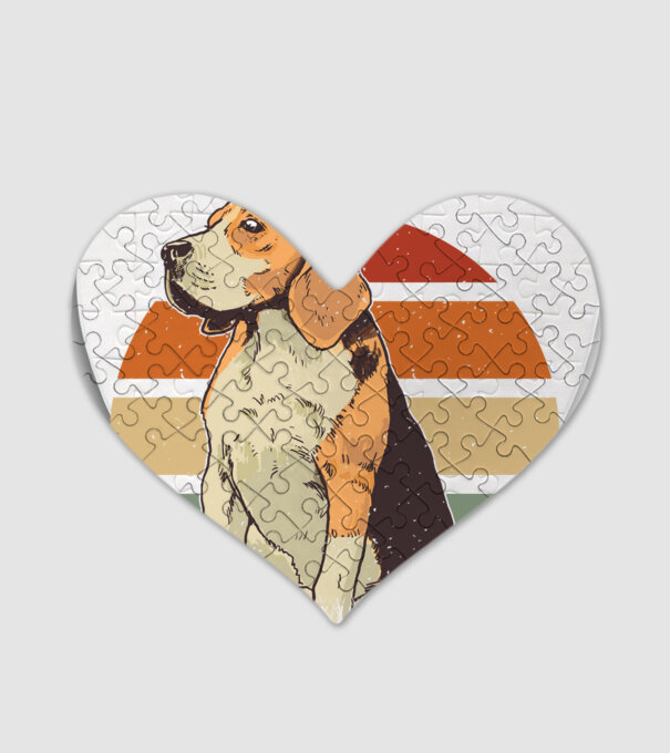 Beagle Retro Sunset model alb pe tricou