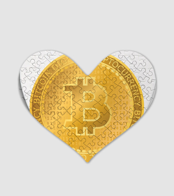 Monedă de aur Bitcoin model alb pe tricou