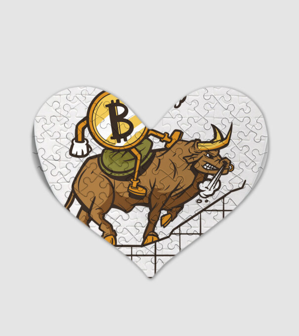 Taur Bitcoin model alb pe tricou