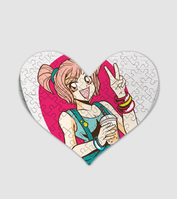Bobba fată Anime model alb pe tricou
