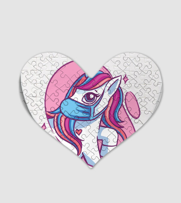 Unicorn drăguț cu mască model alb pe tricou