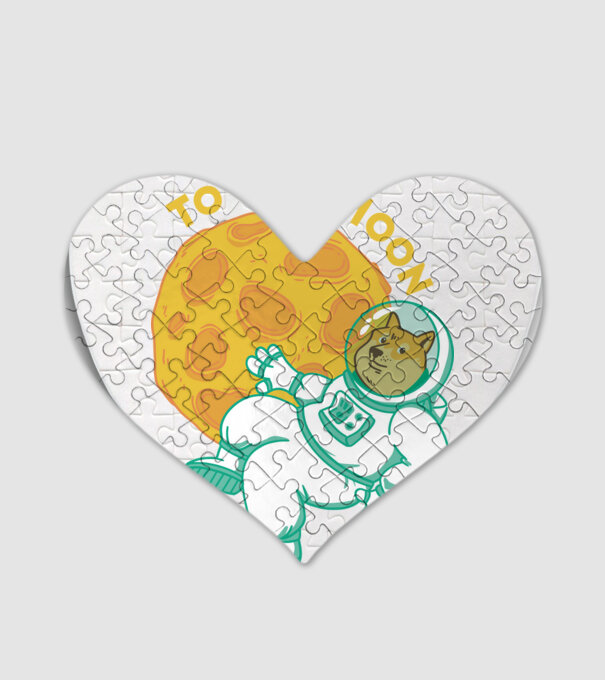 Dogecoin to the moon model alb pe tricou