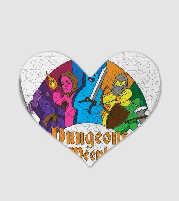 Dungeons Meeples model alb pe tricou