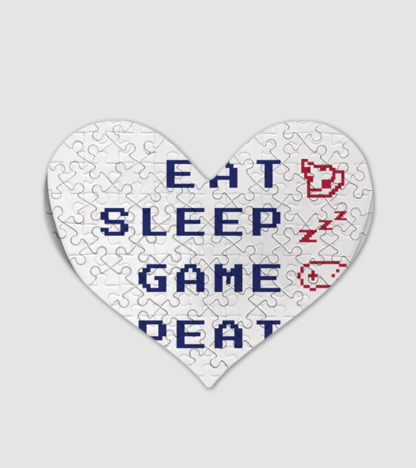 Eat Sleep Game Repeat model alb pe tricou