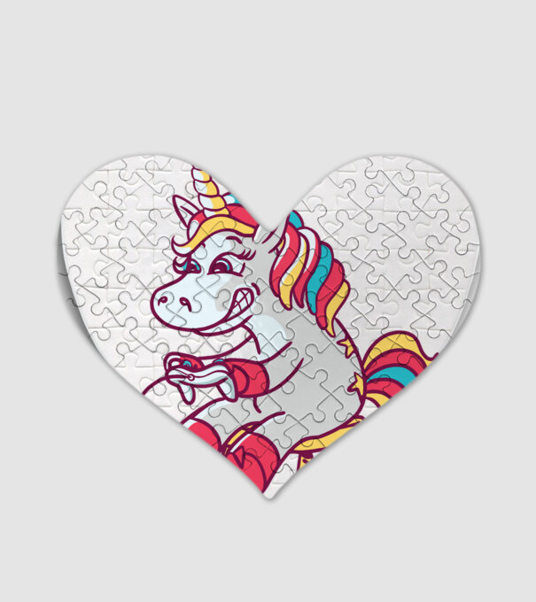 Gamer Unicorn model alb pe tricou