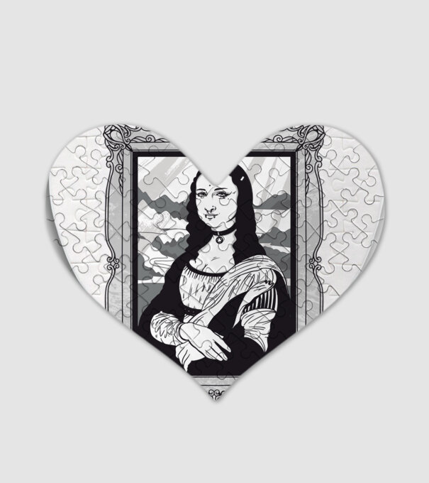 Mona Lisa gotică model alb pe tricou