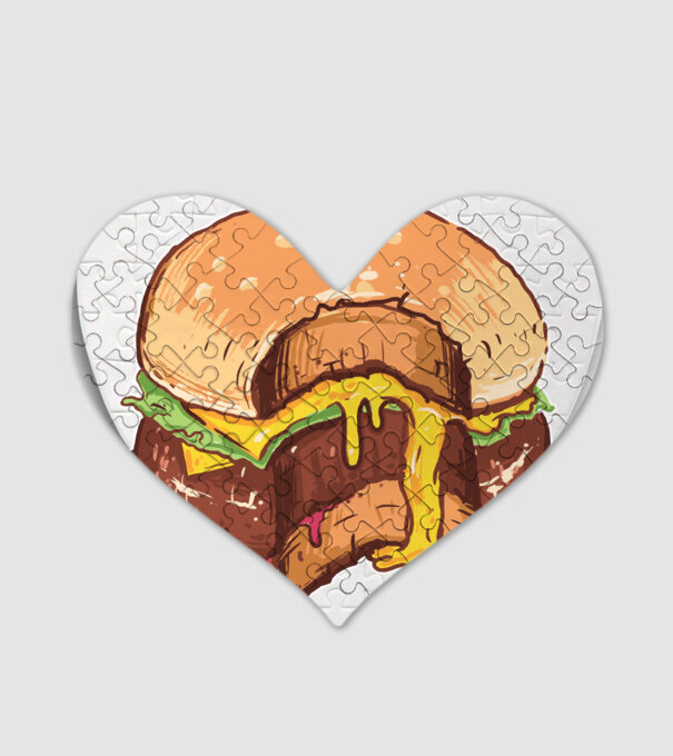 Hamburger model alb pe tricou