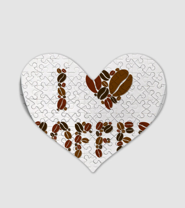 I Love Coffee model alb pe tricou