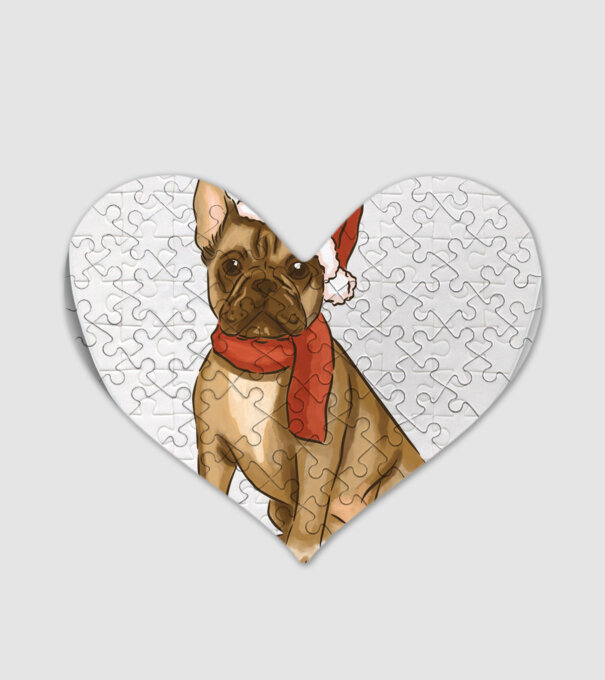 Bulldog francez de Crăciun model alb pe tricou
