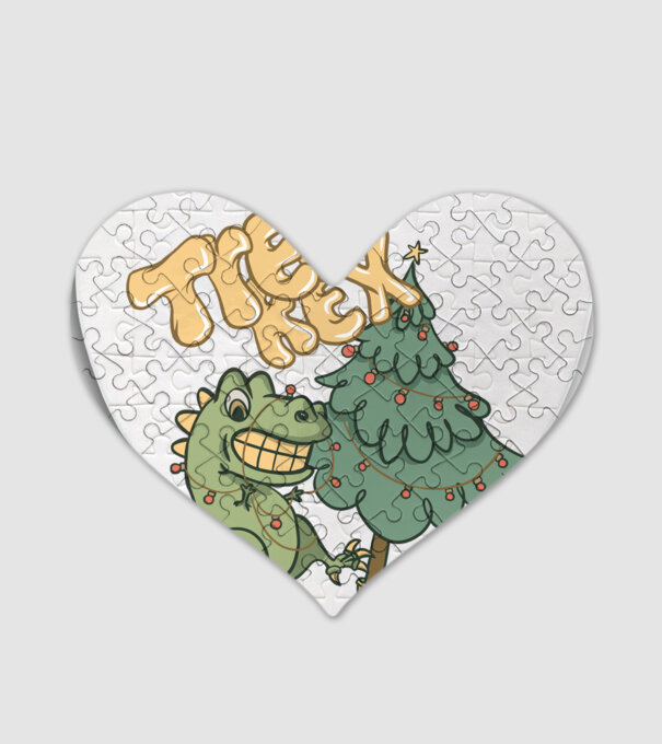 T-rex de Crăciun model alb pe tricou