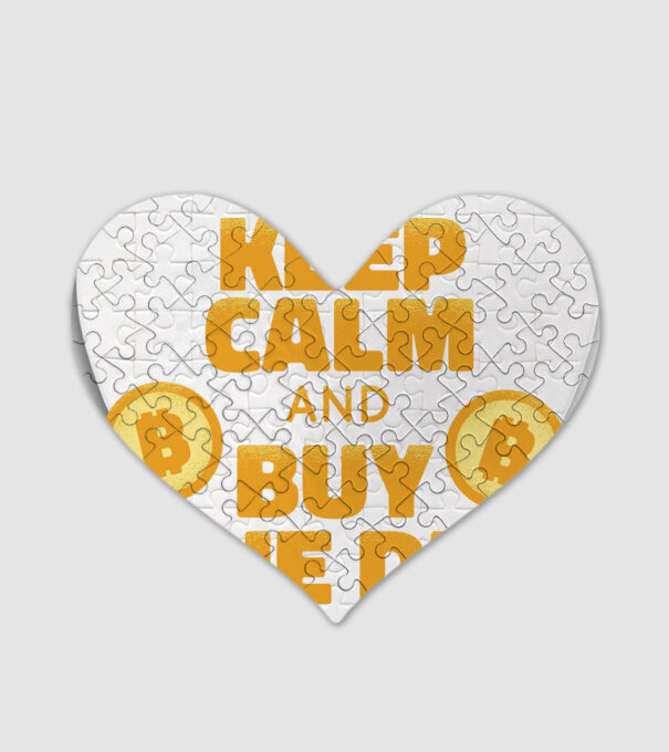 Keep calm and buy the dip Bitcoin model alb pe tricou