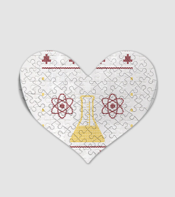 Pulover urât Chimie model alb pe tricou