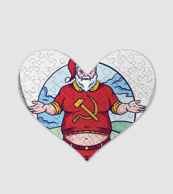 Moș Crăciun comunist model alb pe tricou