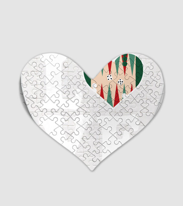 Love Backgammon model alb pe tricou