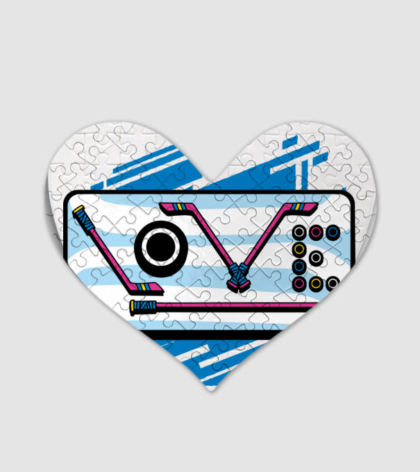 Love Hockey model alb pe tricou