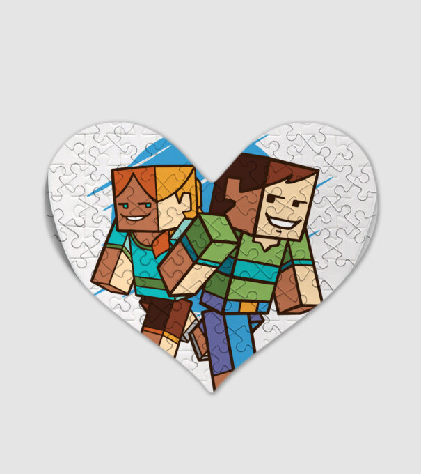 Caractere Minecraft model alb pe tricou