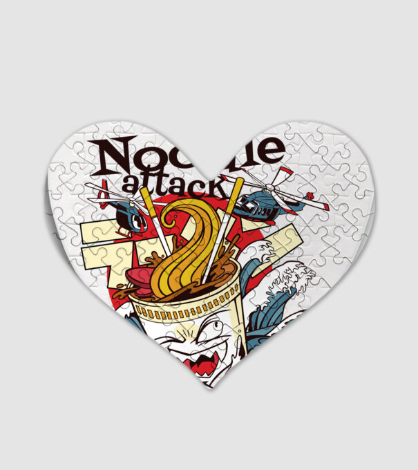 Noodle Attack model alb pe tricou