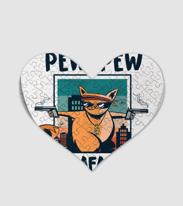 Pew Pew Pew Madafakas Pisică dark model alb pe tricou
