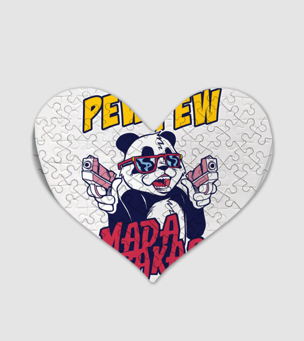 Pew Pew Pew Madafakas Panda model alb pe tricou