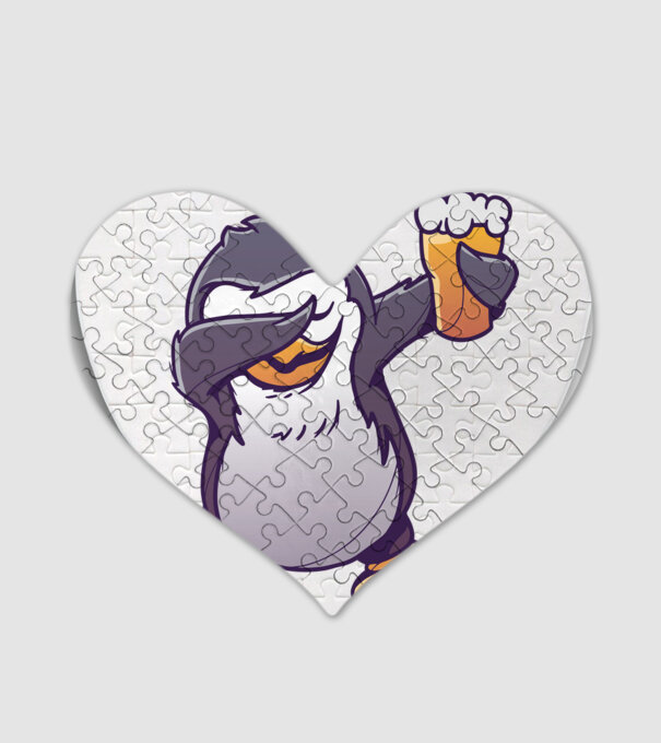Pinguin cu Bere DAB model alb pe tricou