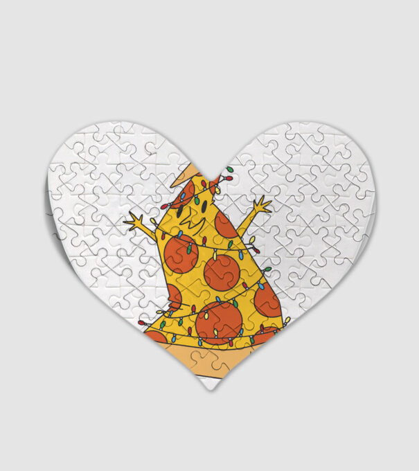 Pizza pom de Crăciun model alb pe tricou