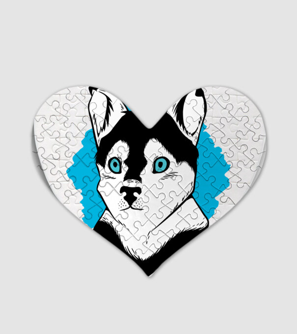 Câine Pomsky model alb pe tricou