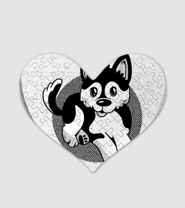 Câine Pomsky model alb pe tricou