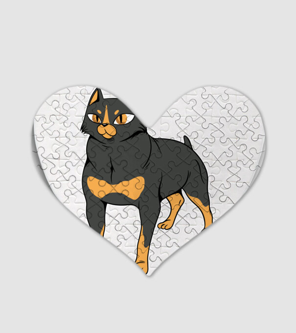 Rottweiler pisică model alb pe tricou
