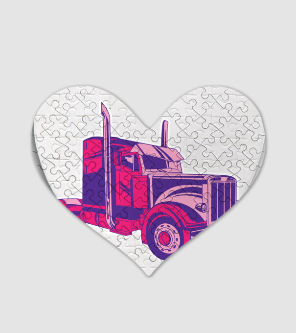Camion roz model alb pe tricou