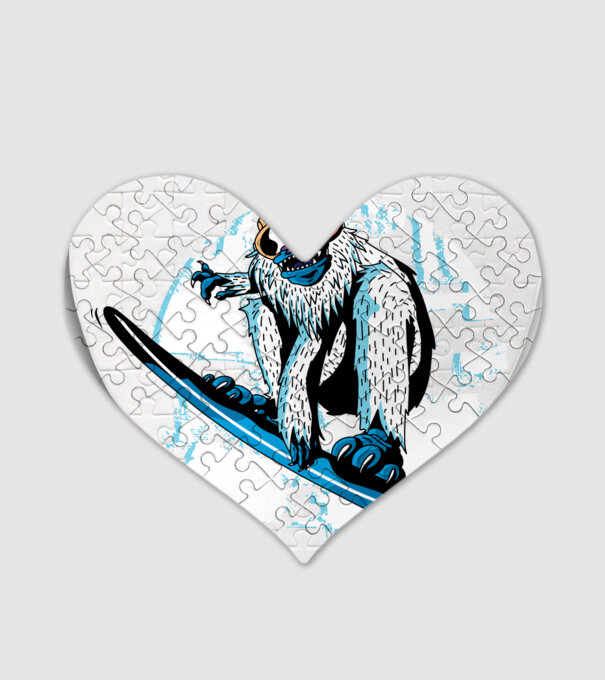 Yeti Snowboarder model alb pe tricou