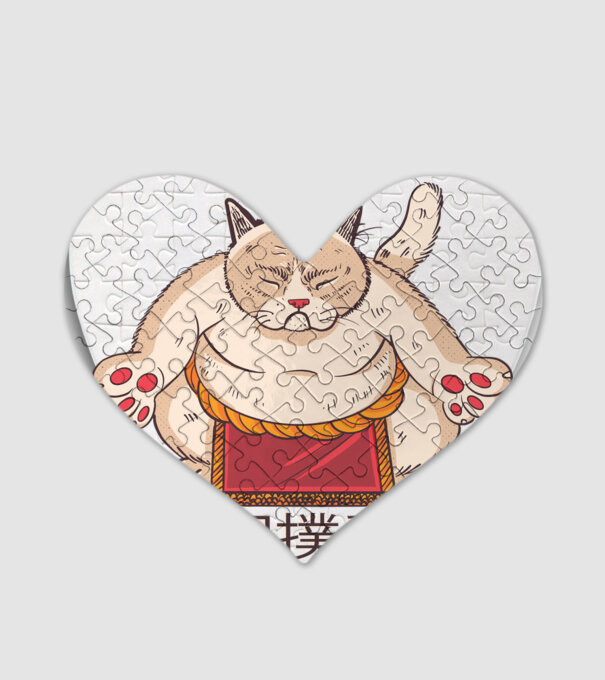 Pisică Sumo model alb pe tricou