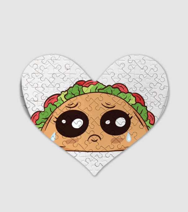 Taco trist model alb pe tricou