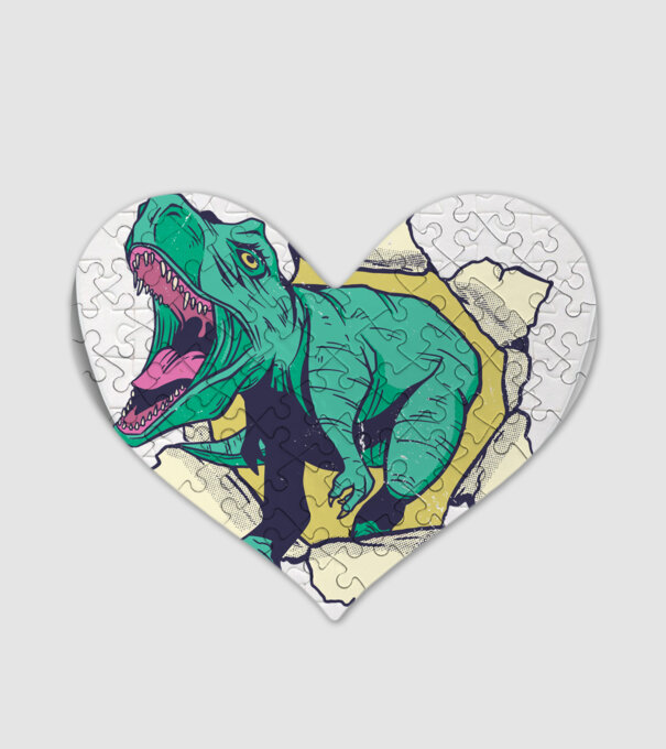T-rex 3D model alb pe tricou
