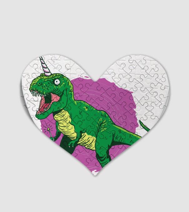 T-rex unicorn model alb pe tricou
