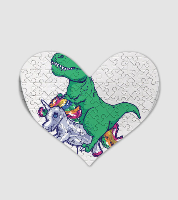 T-rex pe Unicorn balon model alb pe tricou