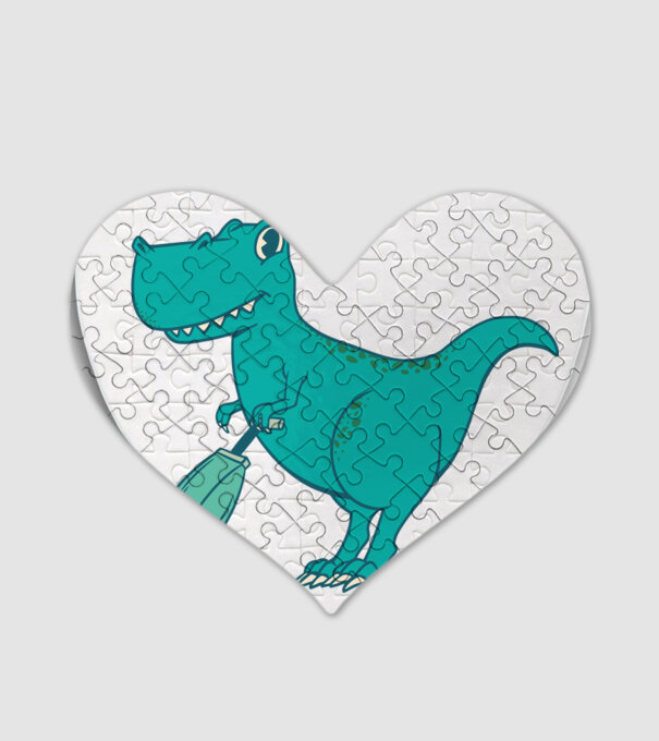 T-rex făcând curățenie model alb pe tricou