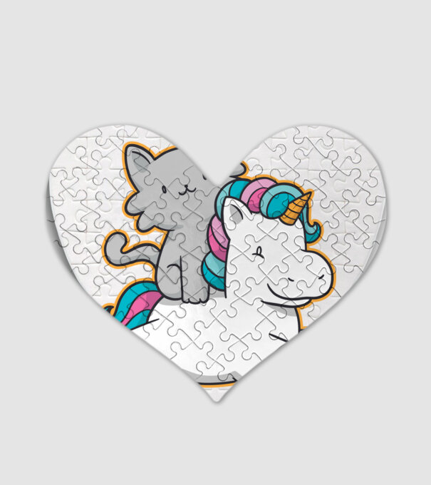 Unicorn Cu pisică model alb pe tricou