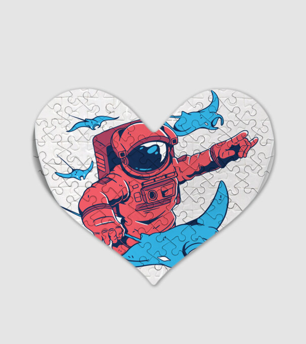 Diavol de mare gigant Astronaut model alb pe tricou