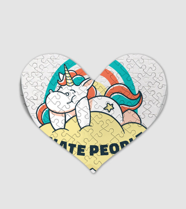Urăsc oamenii Unicorn model alb pe tricou
