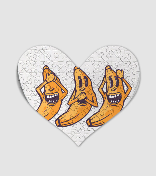 Banane amuzante - Nu vede, nu vorbește, nu aude model alb pe tricou