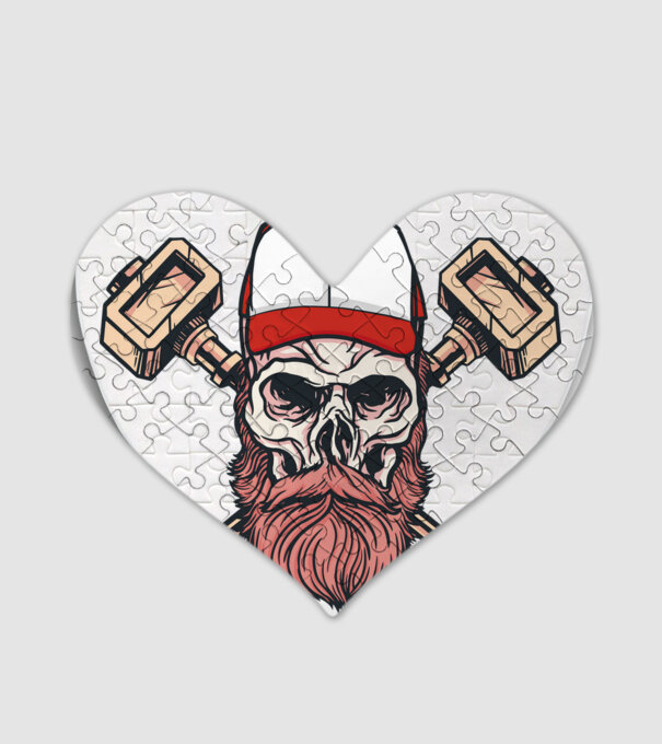 Craniu Viking model alb pe tricou