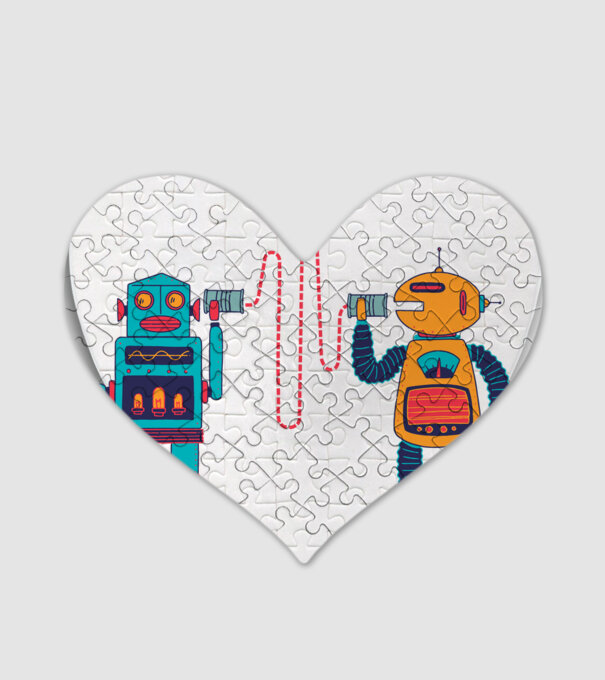 Walkie Talkie Robot model alb pe tricou