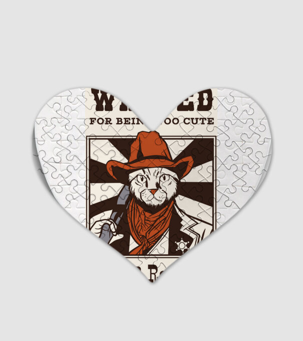 Wanted for being too cute Cowboy cu pisică model alb pe tricou