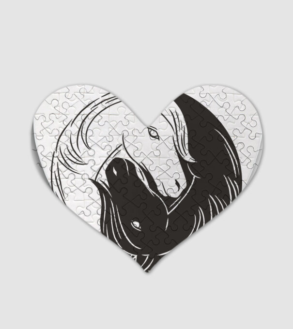 Călăreț Yin Yang model alb pe tricou