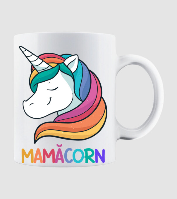 mamăcorn model alb pe tricou
