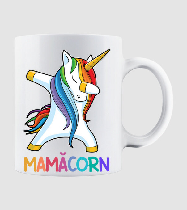 mamăcorn model alb pe tricou