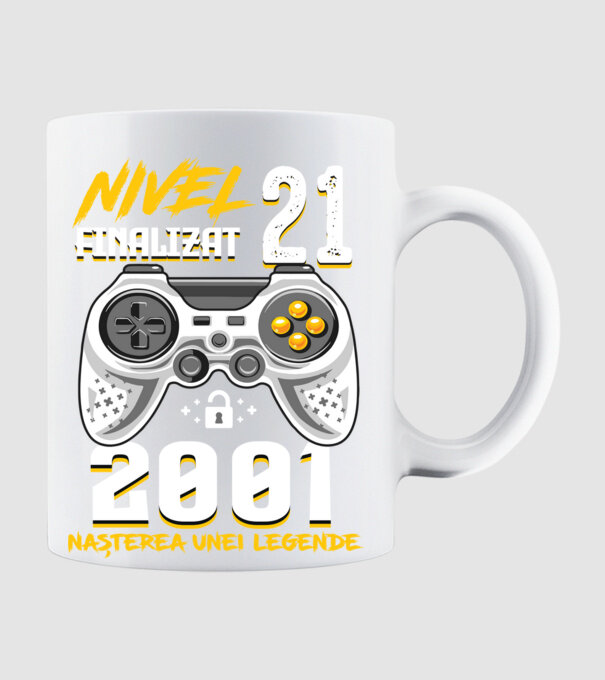 Nivel 21 finalizat. 2001 nașterea unei legende model alb pe tricou
