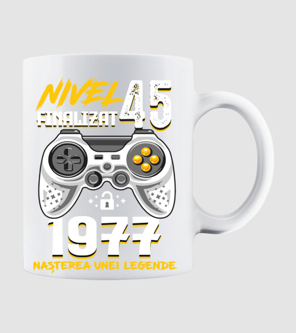 Nivel 45 finalizat. 1977 nașterea unei legende model alb pe tricou